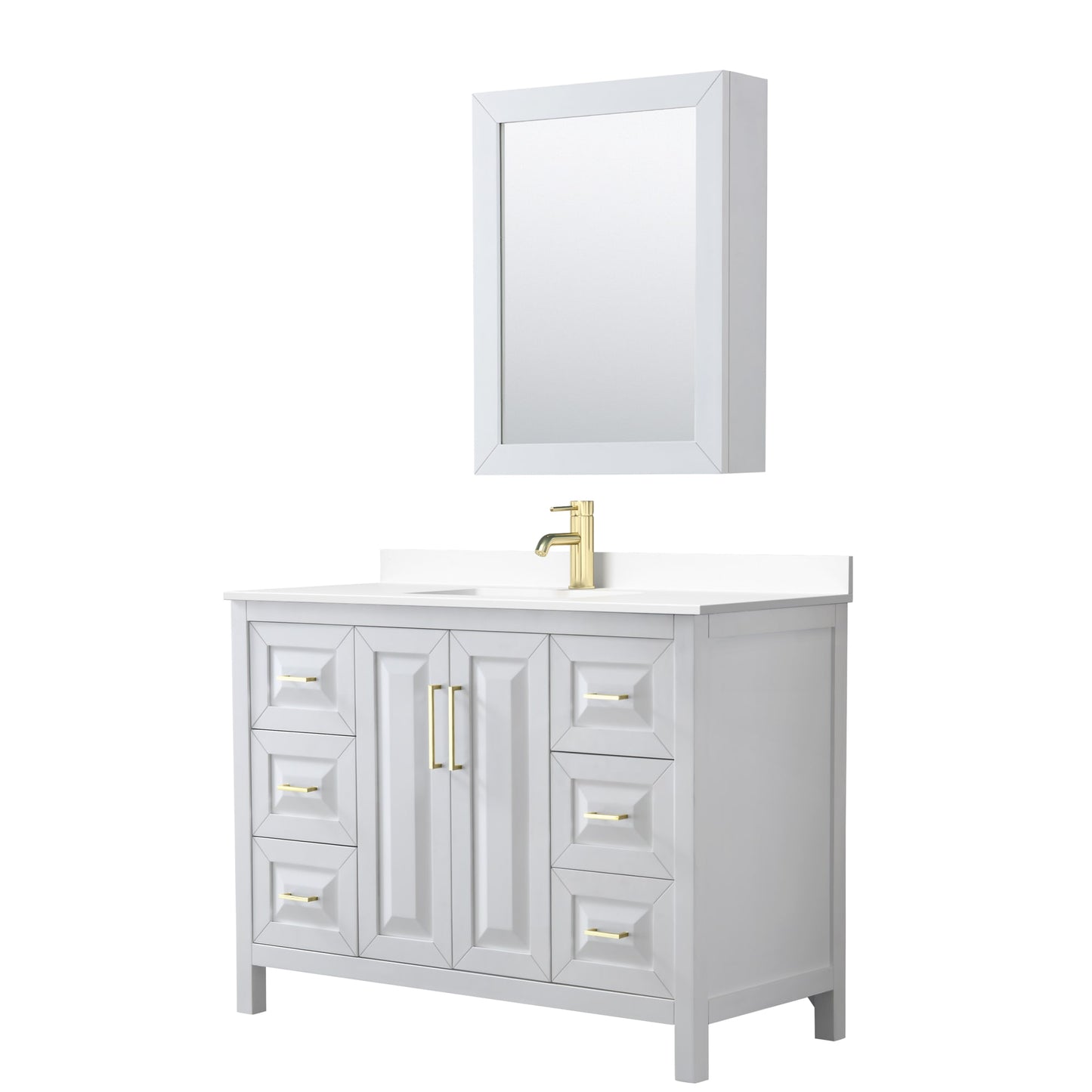 Daria Bathroom Vanity with Countertop 48 inch Single Sink Single hole Faucet Setup