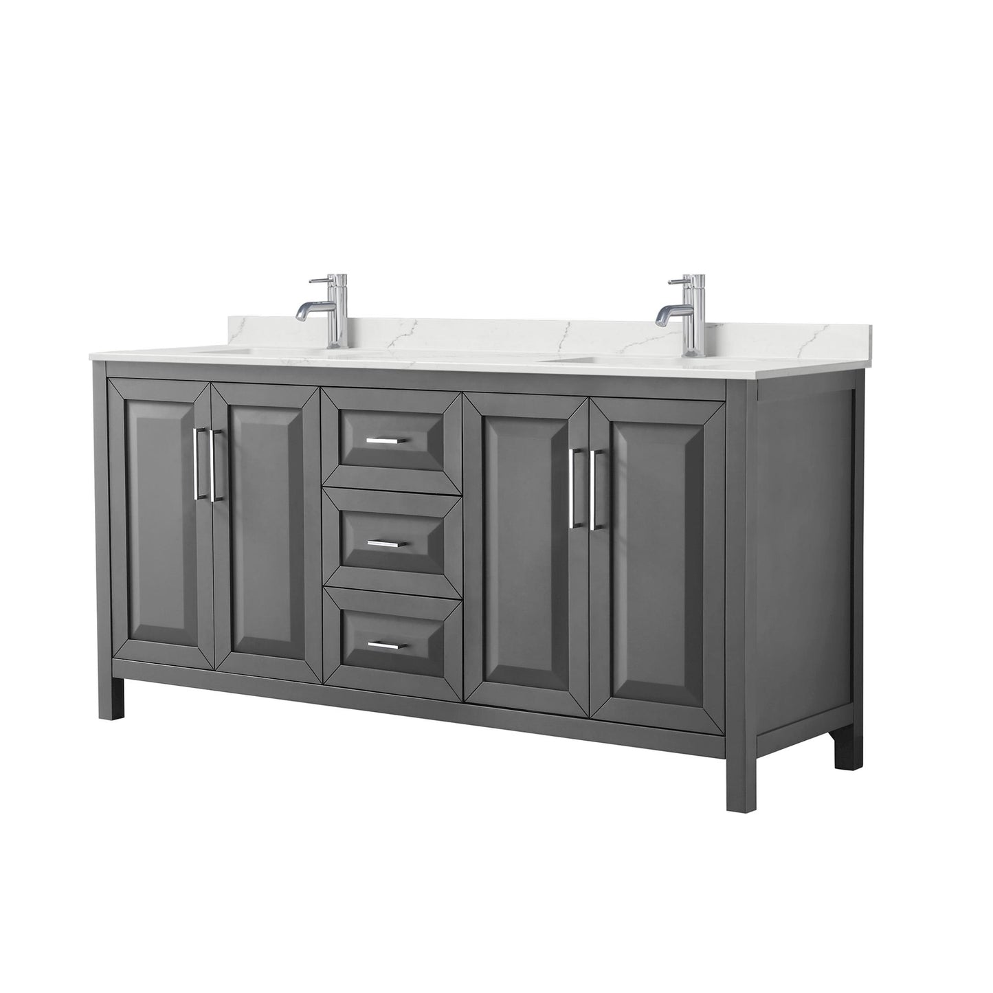 Daria Bathroom Vanity with Countertop 72 inch Double Sink Single hole Faucet Setup