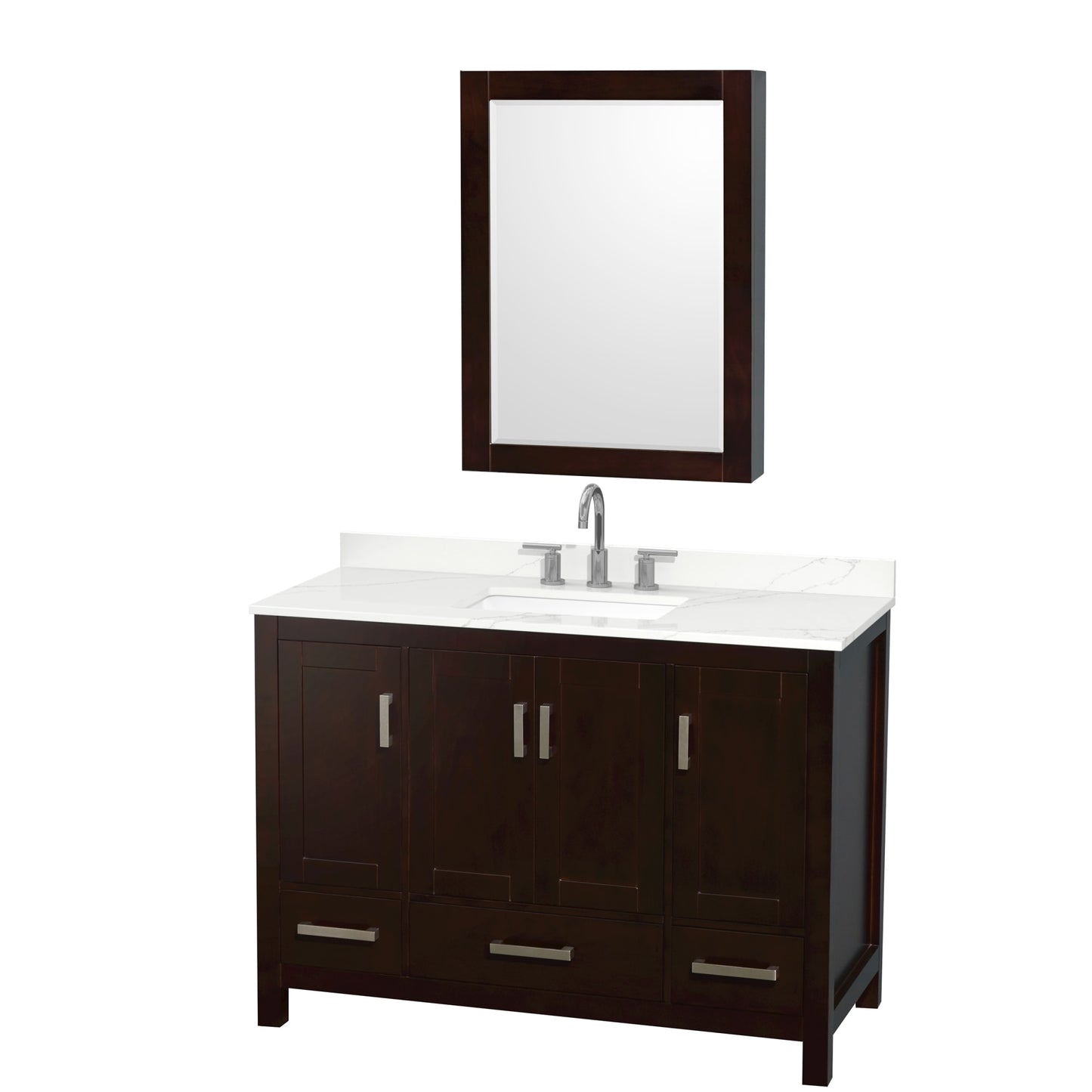 Sheffield Bathroom Vanity with Countertop 48 inch Single Sink 3-hole Faucet Setup