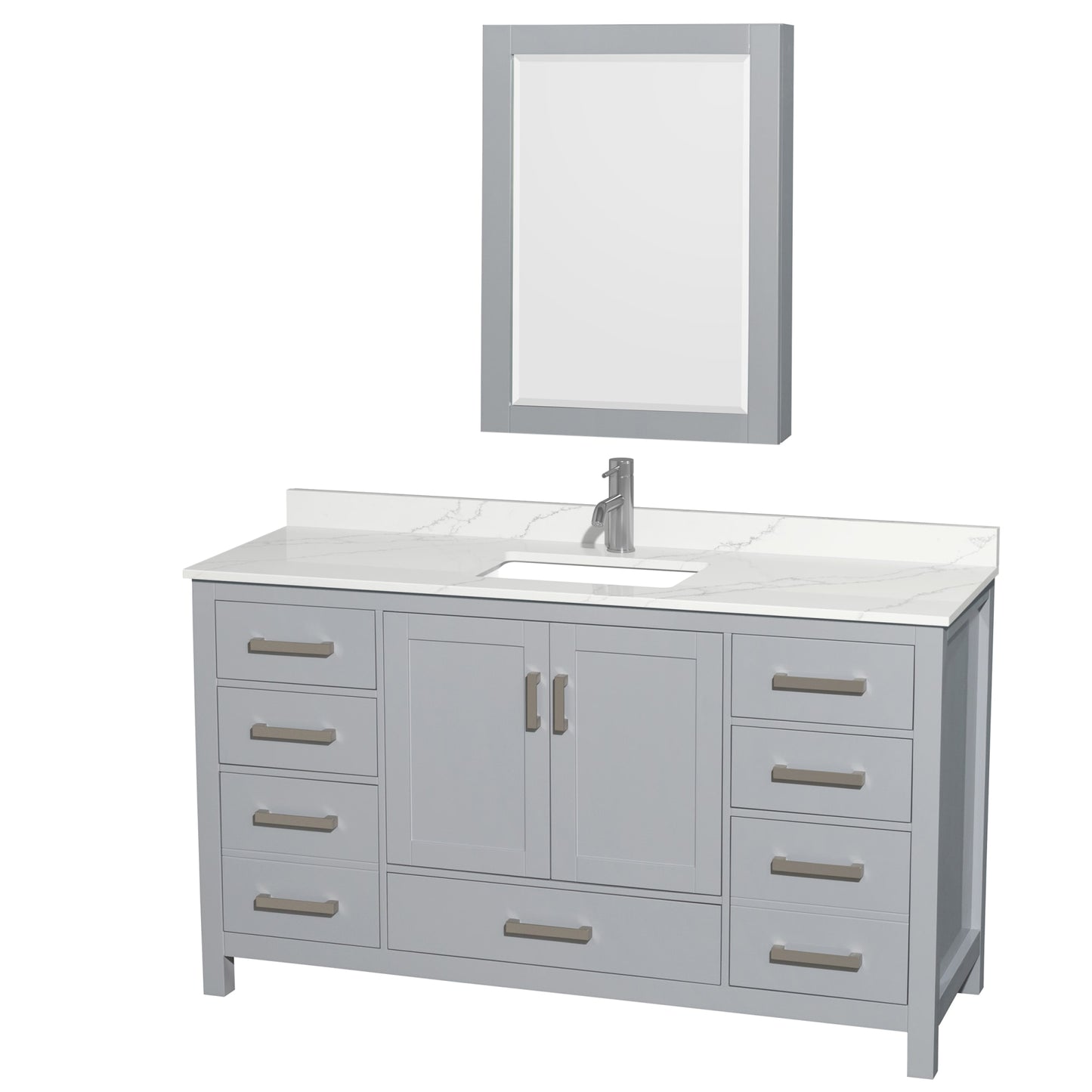 Sheffield Bathroom Vanity with Countertop 60 inch Single Sink Single hole Faucet Setup