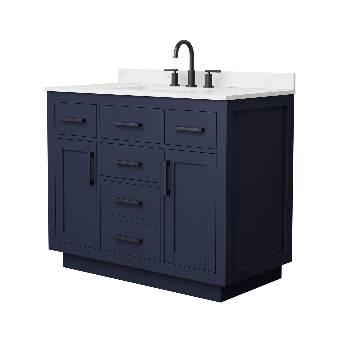 Beckett TK Bathroom Vanity with Countertop 42 inch Single Sink 3-hole Faucet Setup
