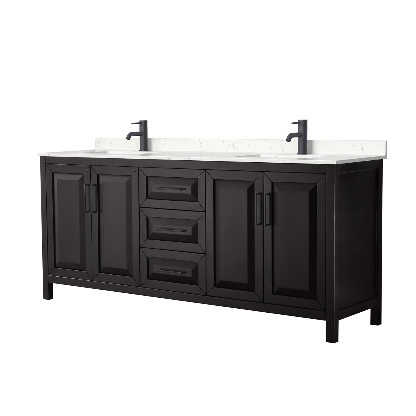 Daria Bathroom Vanity with Countertop 80 inch Double Sink Single hole Faucet Setup