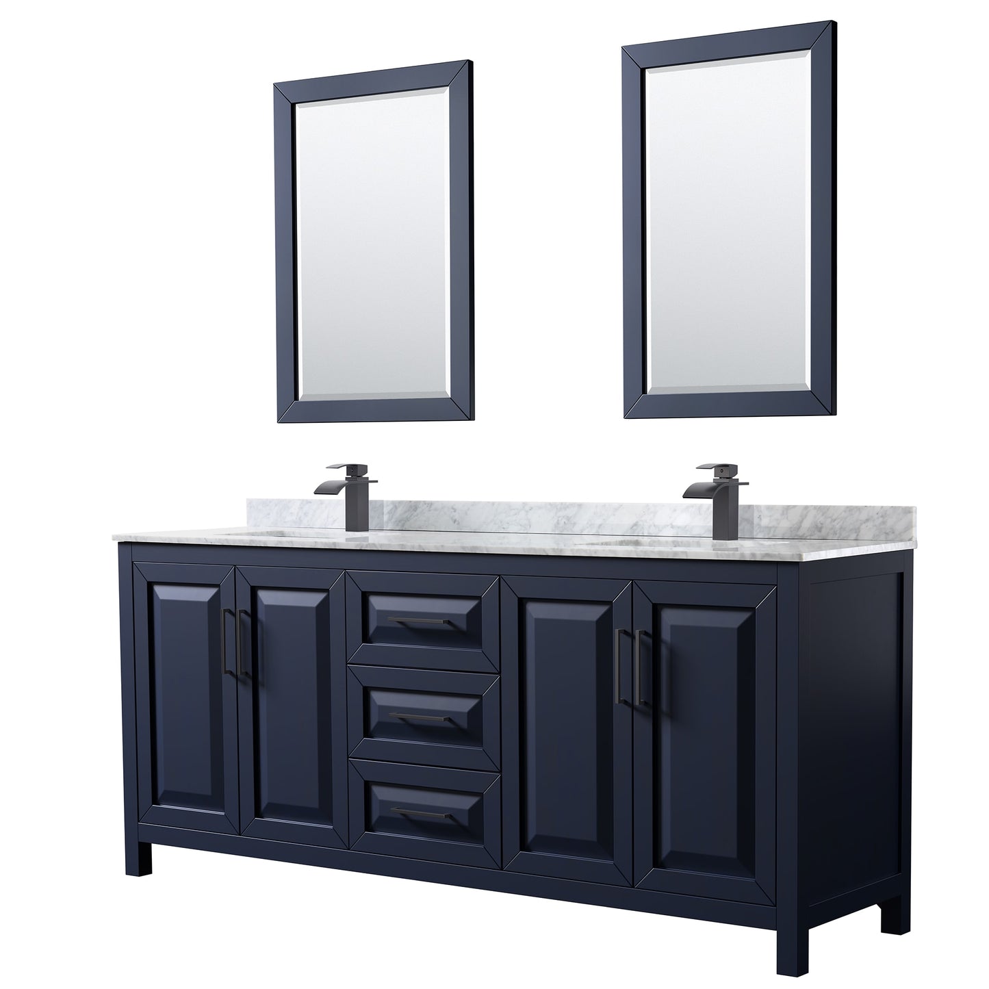 Daria Bathroom Vanity with Countertop 80 inch Double Sink Single hole Faucet Setup