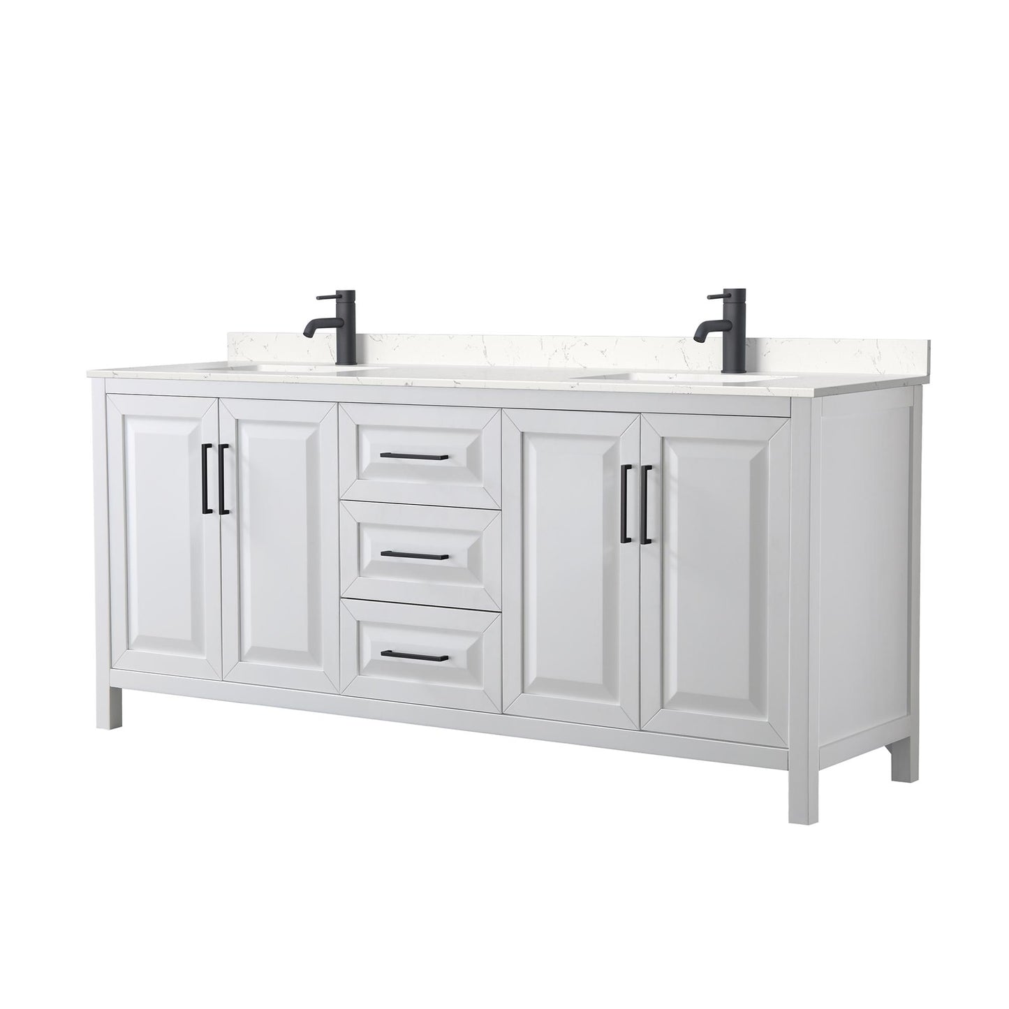 Daria Bathroom Vanity with Countertop 80 inch Double Sink Single hole Faucet Setup