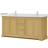 Custom image for Honey Oak with Brushed Gold Trim / White Quartz / No Mirror