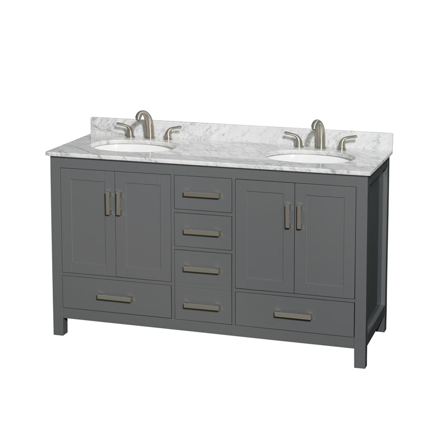 Sheffield Bathroom Vanity with Countertop 60 inch Double Sink 3-hole Faucet Setup