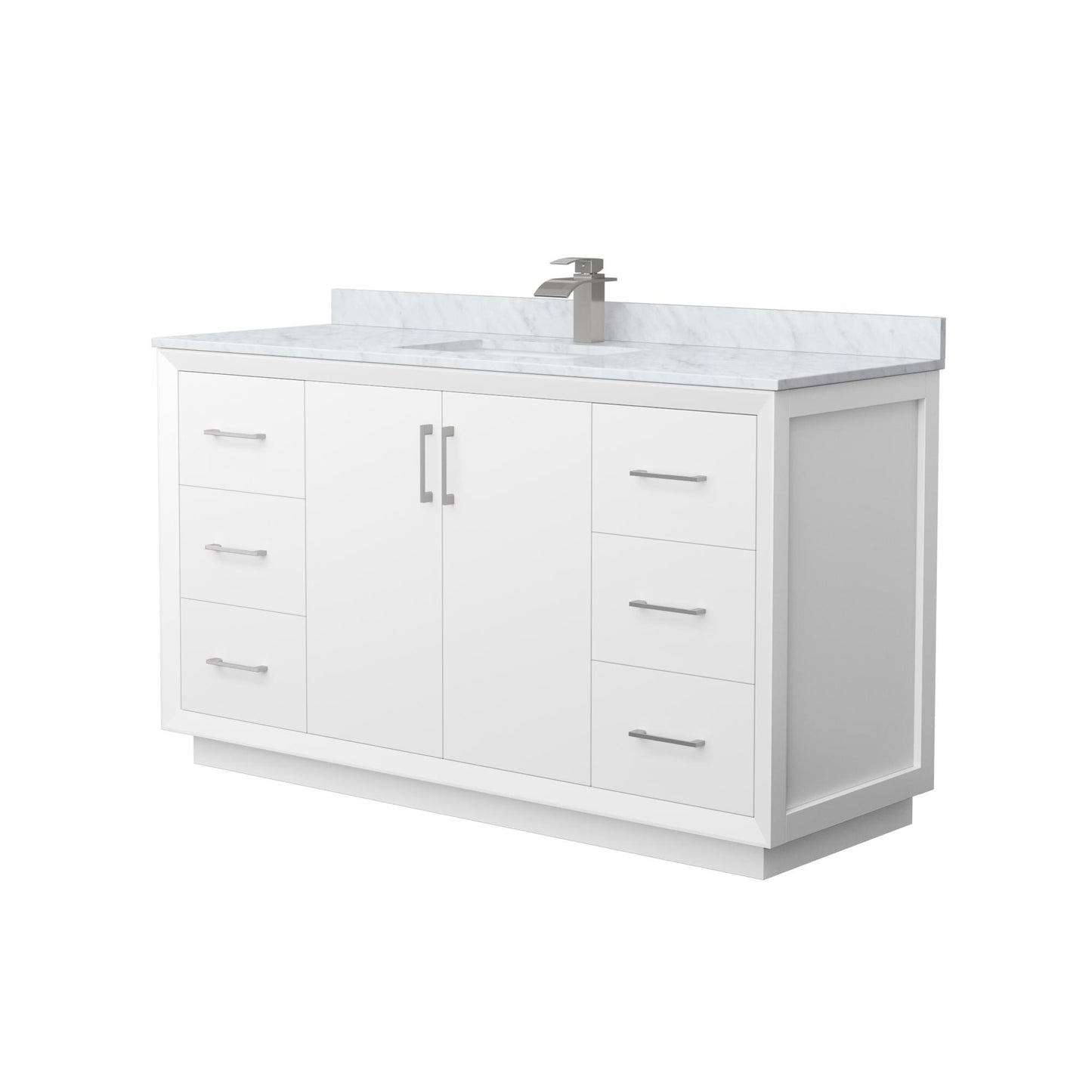 Strada Bathroom Vanity with Countertop 60 inch Single Sink Single hole Faucet Setup