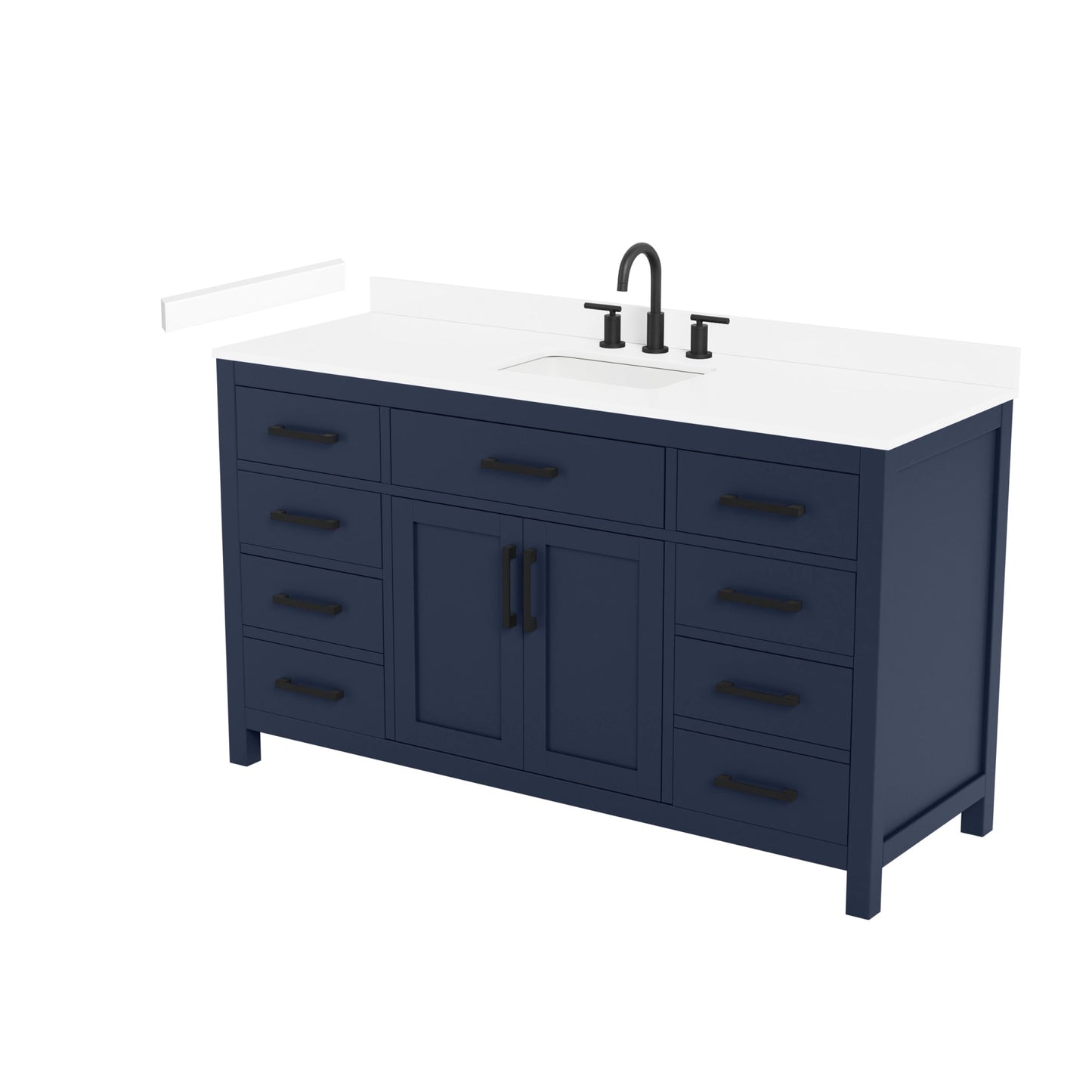 Beckett Bathroom Vanity with Countertop 60 inch Single Sink 3-hole Faucet Setup