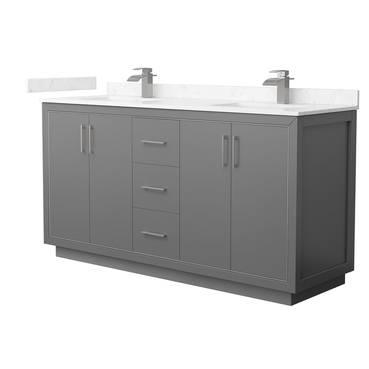 Icon Bathroom Vanity with Countertop 66 inch Double Sink Single hole Faucet Setup