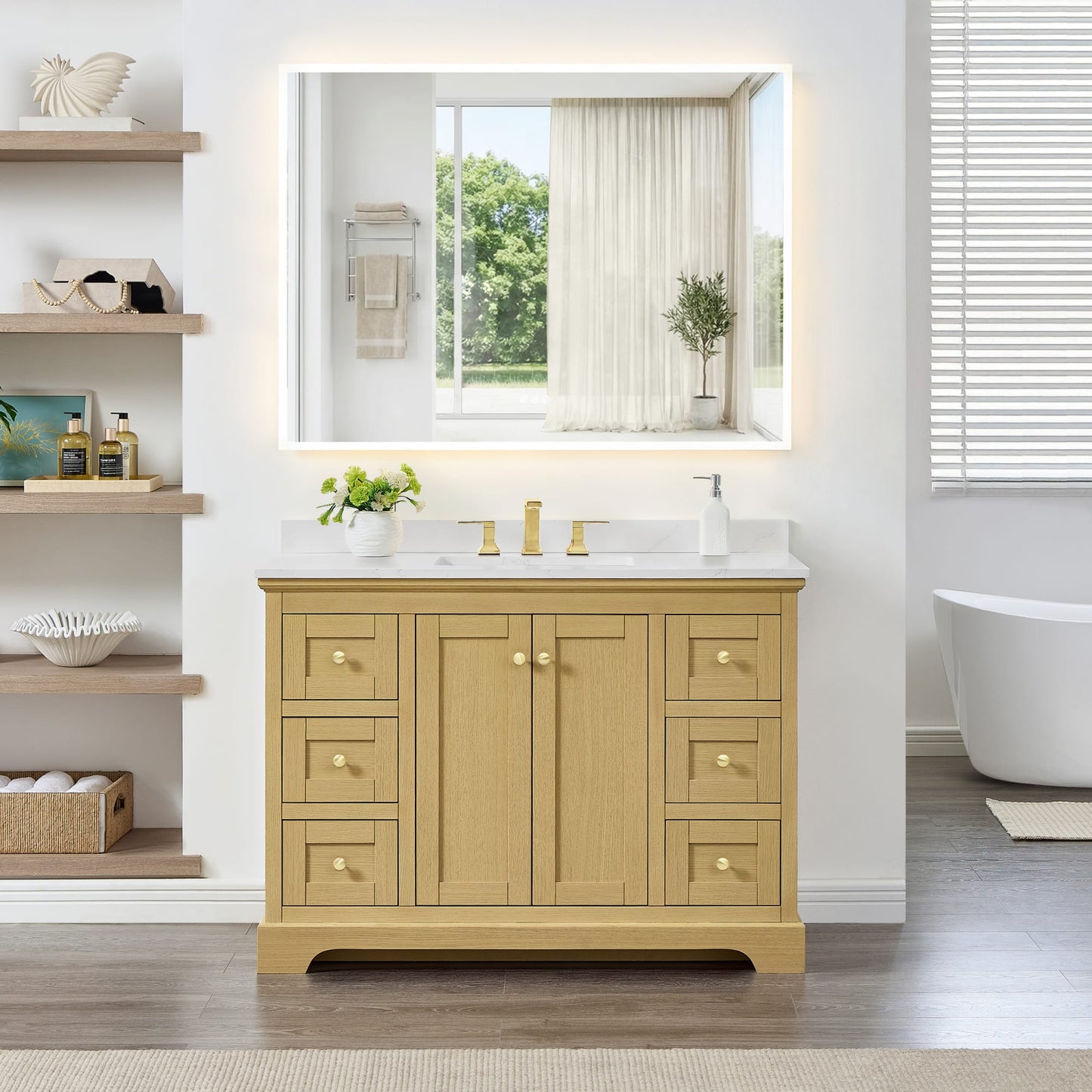 Avery Bathroom Vanity with Countertop 48 inch Single Sink 3-hole Faucet Setup