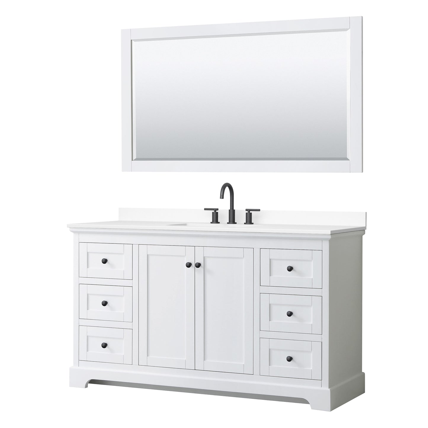 Avery Bathroom Vanity with Countertop 60 inch Single Sink 3-hole Faucet Setup