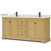 Custom image for Honey Oak with Matte Black Trim / White Quartz / No Mirror