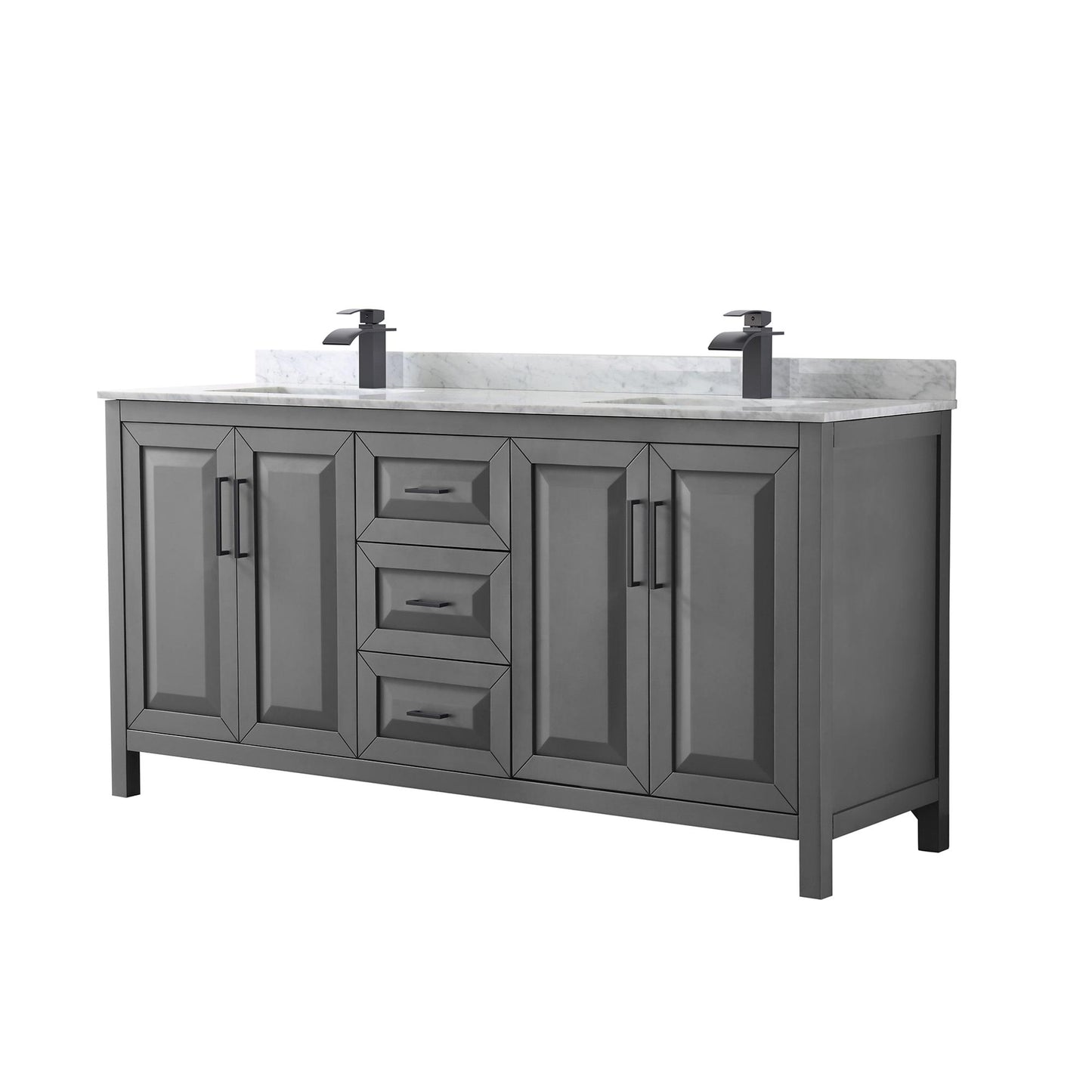 Daria Bathroom Vanity with Countertop 72 inch Double Sink Single hole Faucet Setup