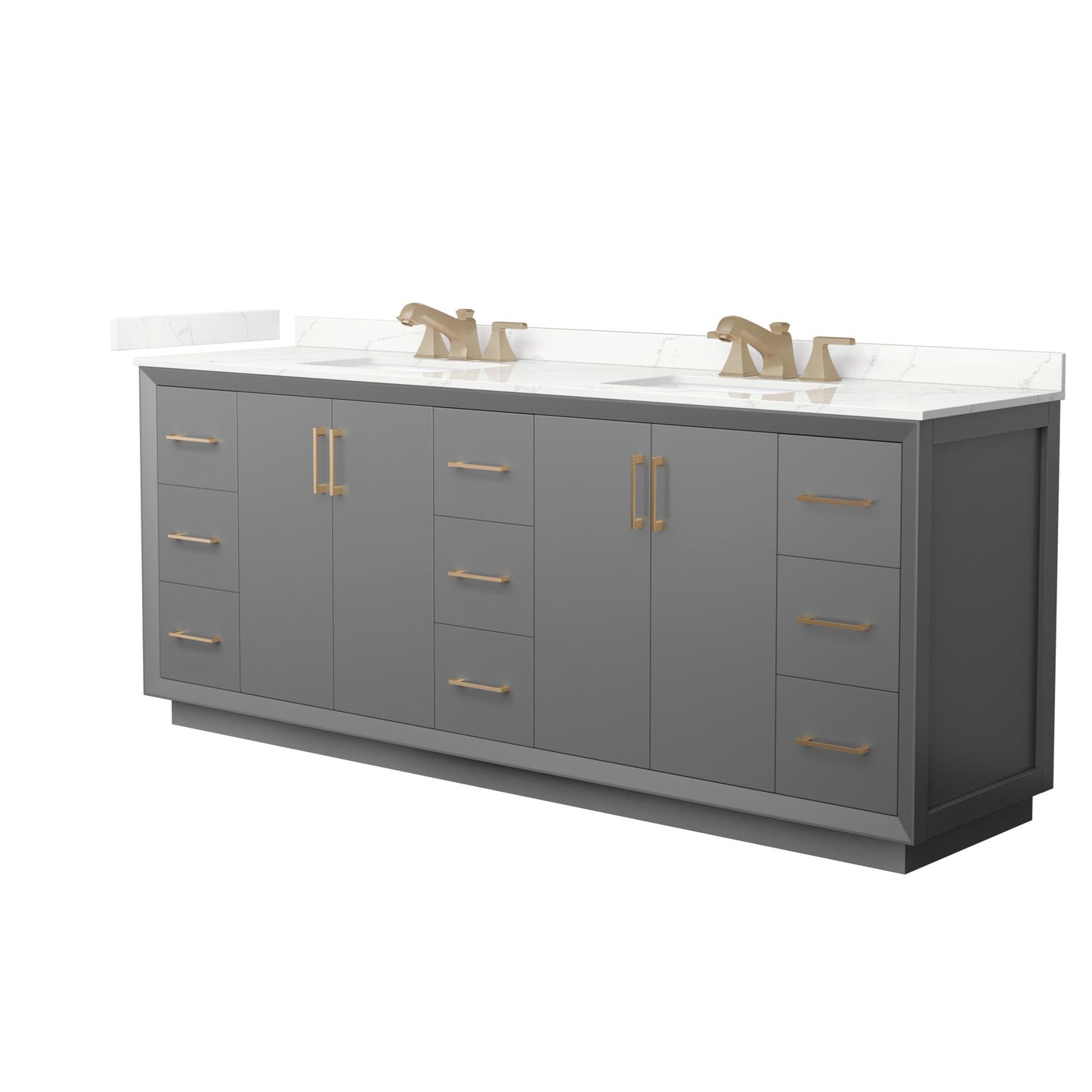 Strada Bathroom Vanity with Countertop 84 inch Double Sink 3-hole Faucet Setup