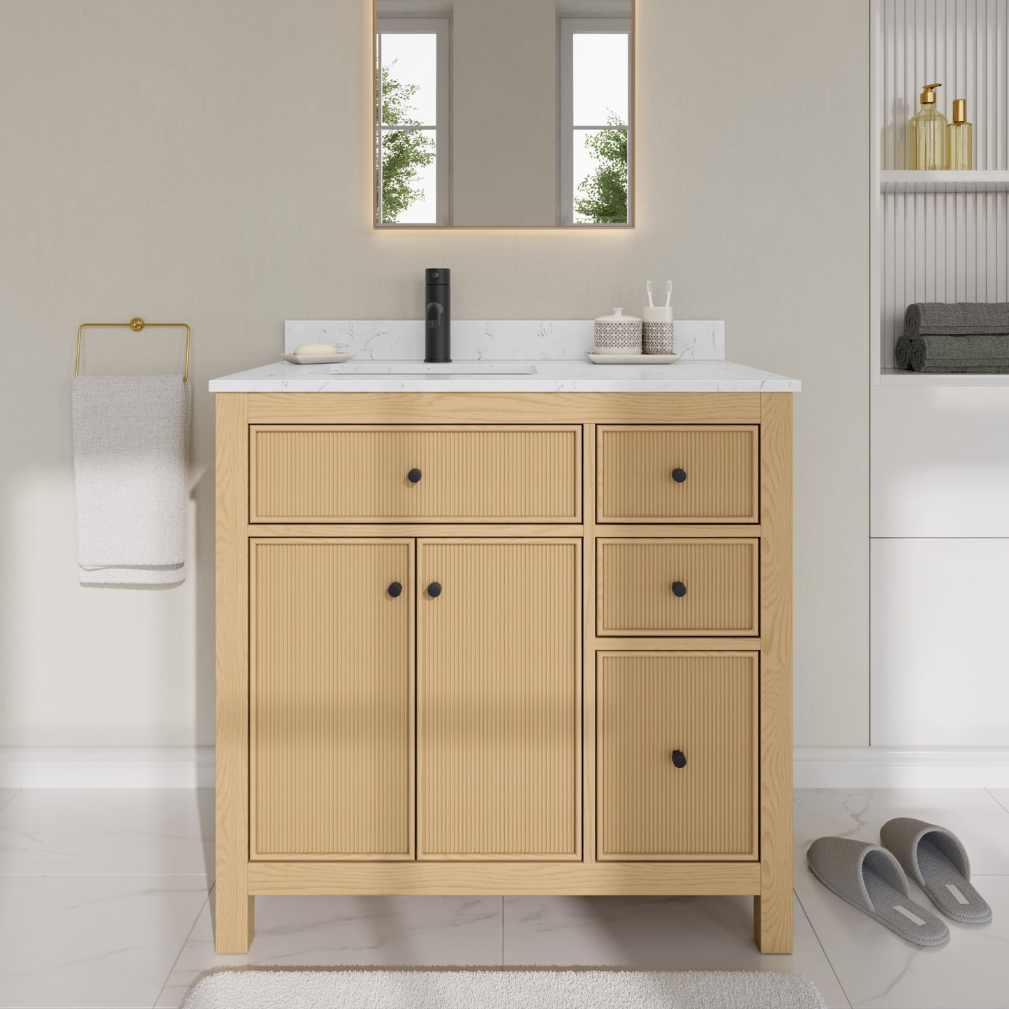 Pendry Bathroom Vanity with Countertop 36 inch Single Sink Single hole Faucet Setup