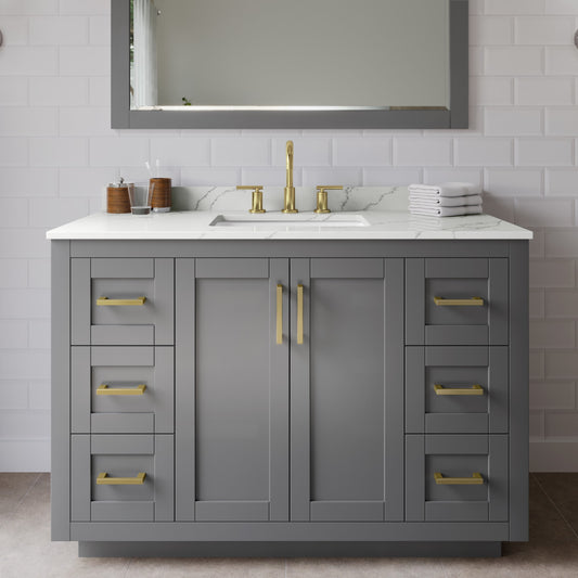 Miranda Bathroom Vanity with Countertop 48 inch Single Sink 3-hole Faucet Setup