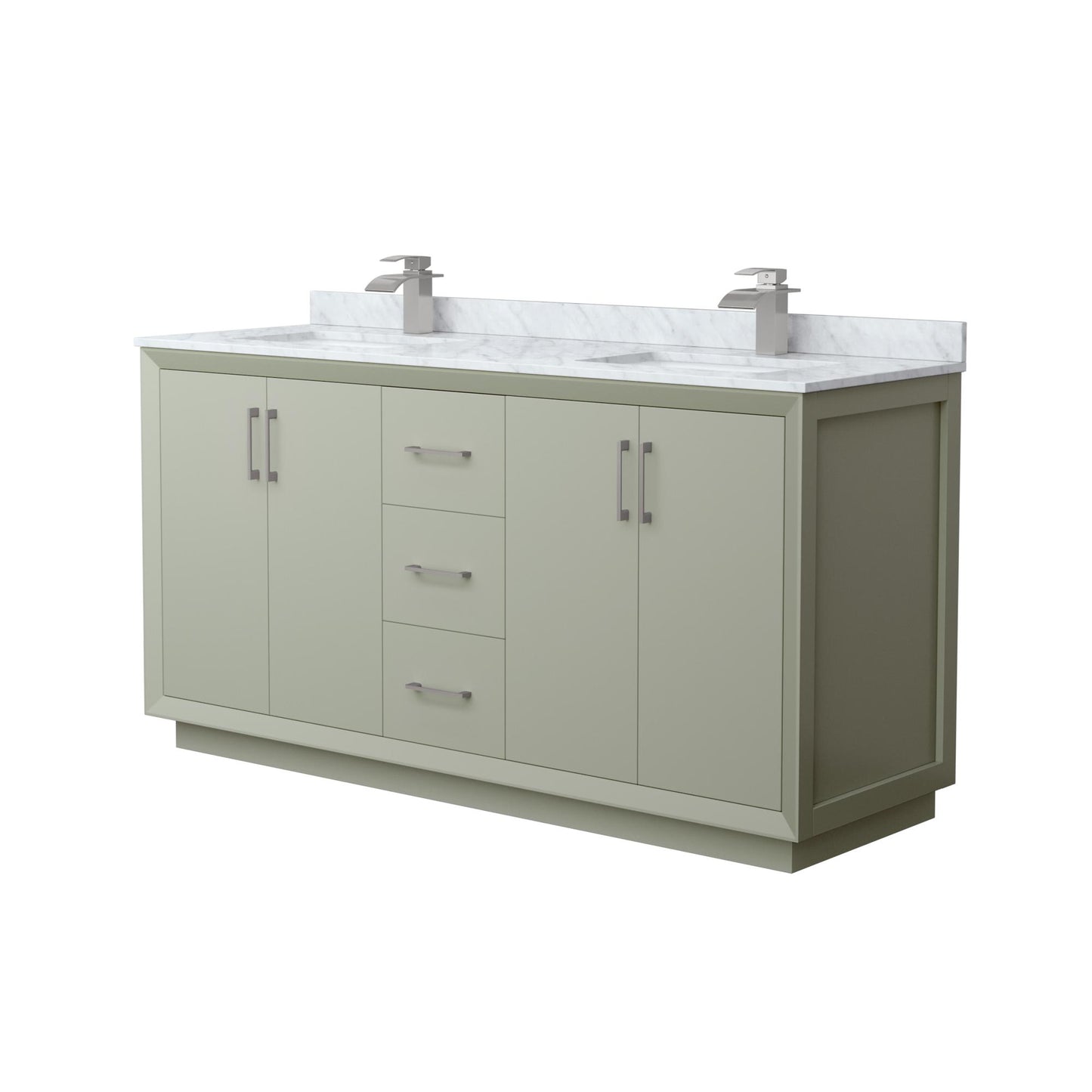 Strada Bathroom Vanity with Countertop 66 inch Double Sink Single hole Faucet Setup
