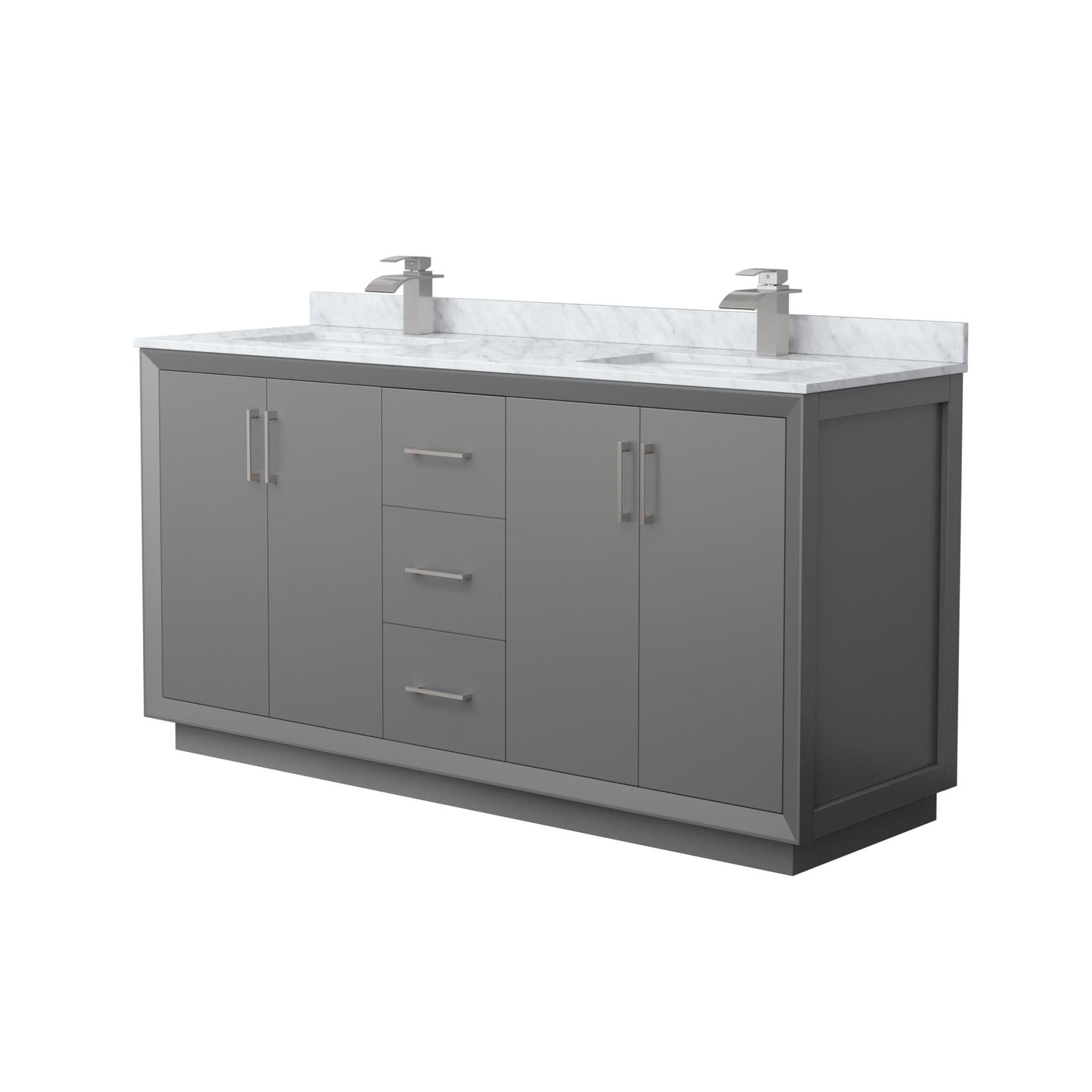 Strada Bathroom Vanity with Countertop 66 inch Double Sink Single hole Faucet Setup