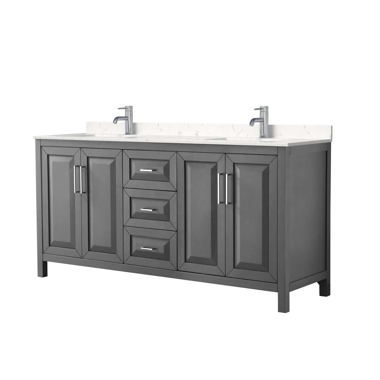 Daria Bathroom Vanity with Countertop 72 inch Double Sink Single hole Faucet Setup