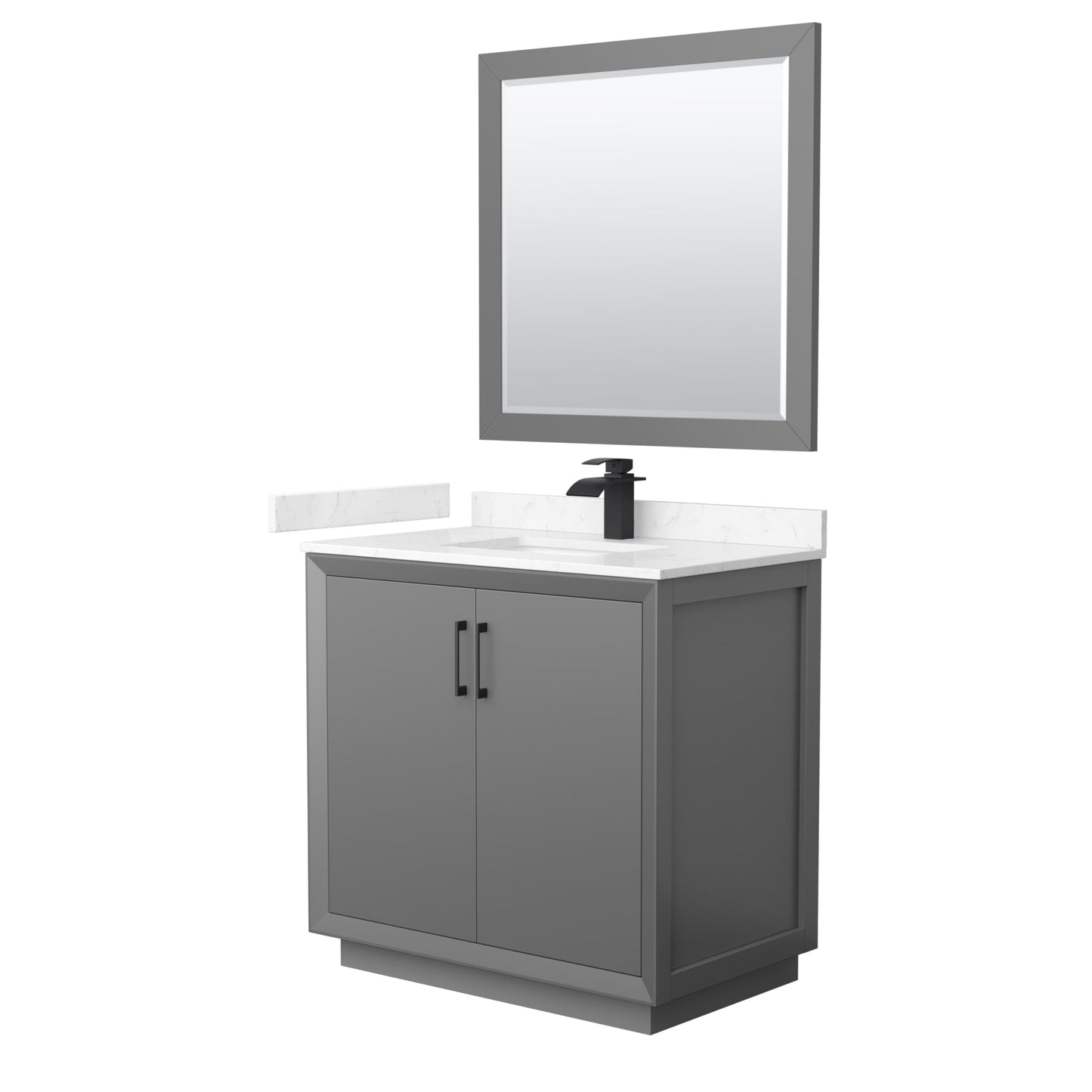 Strada Bathroom Vanity with Countertop 36 inch Single Sink Single hole Faucet Setup