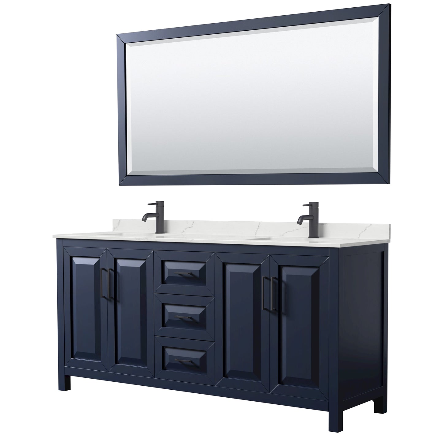 Daria Bathroom Vanity with Countertop 72 inch Double Sink Single hole Faucet Setup