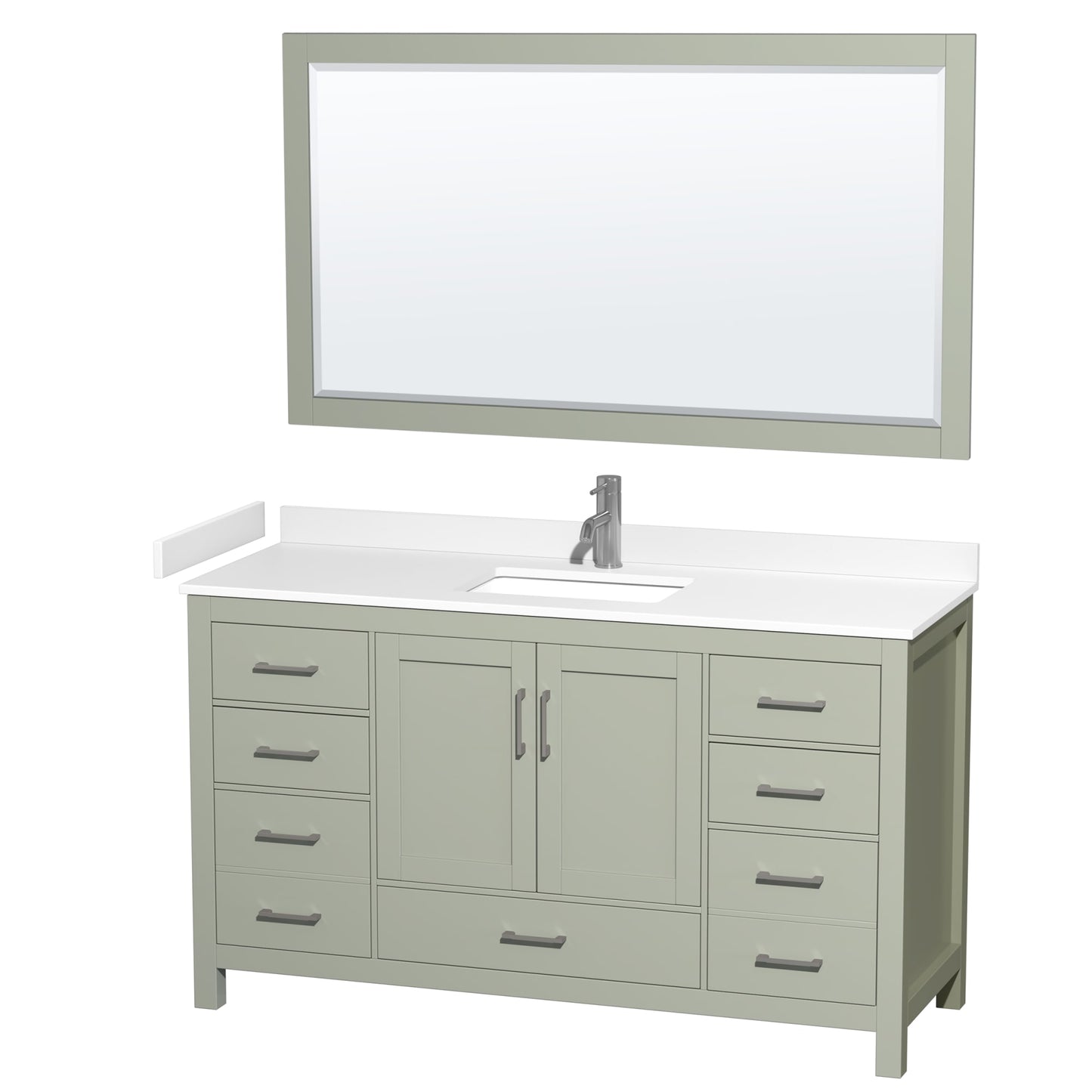 Sheffield Bathroom Vanity with Countertop 60 inch Single Sink Single hole Faucet Setup