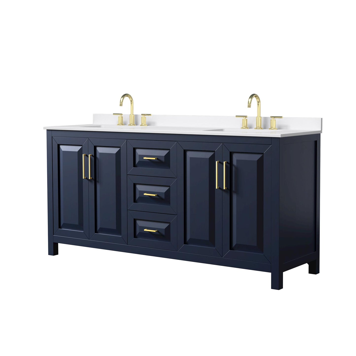 Daria Bathroom Vanity with Countertop 72 inch Double Sink 3-hole Faucet Setup