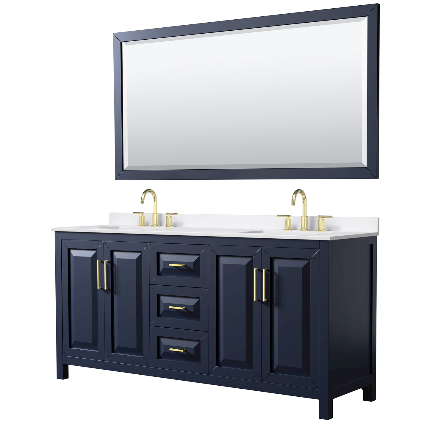 Daria Bathroom Vanity with Countertop 72 inch Double Sink 3-hole Faucet Setup