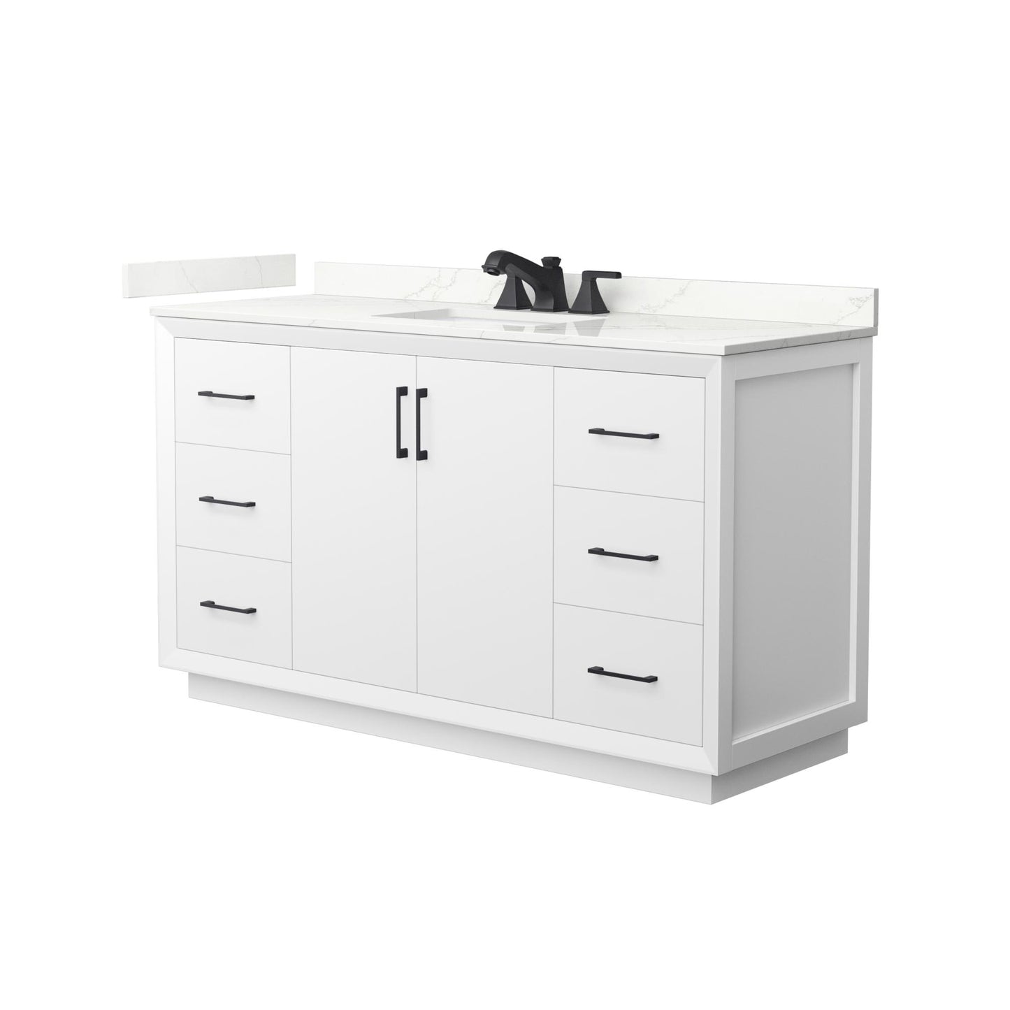 Strada Bathroom Vanity with Countertop 60 inch Single Sink 3-hole Faucet Setup
