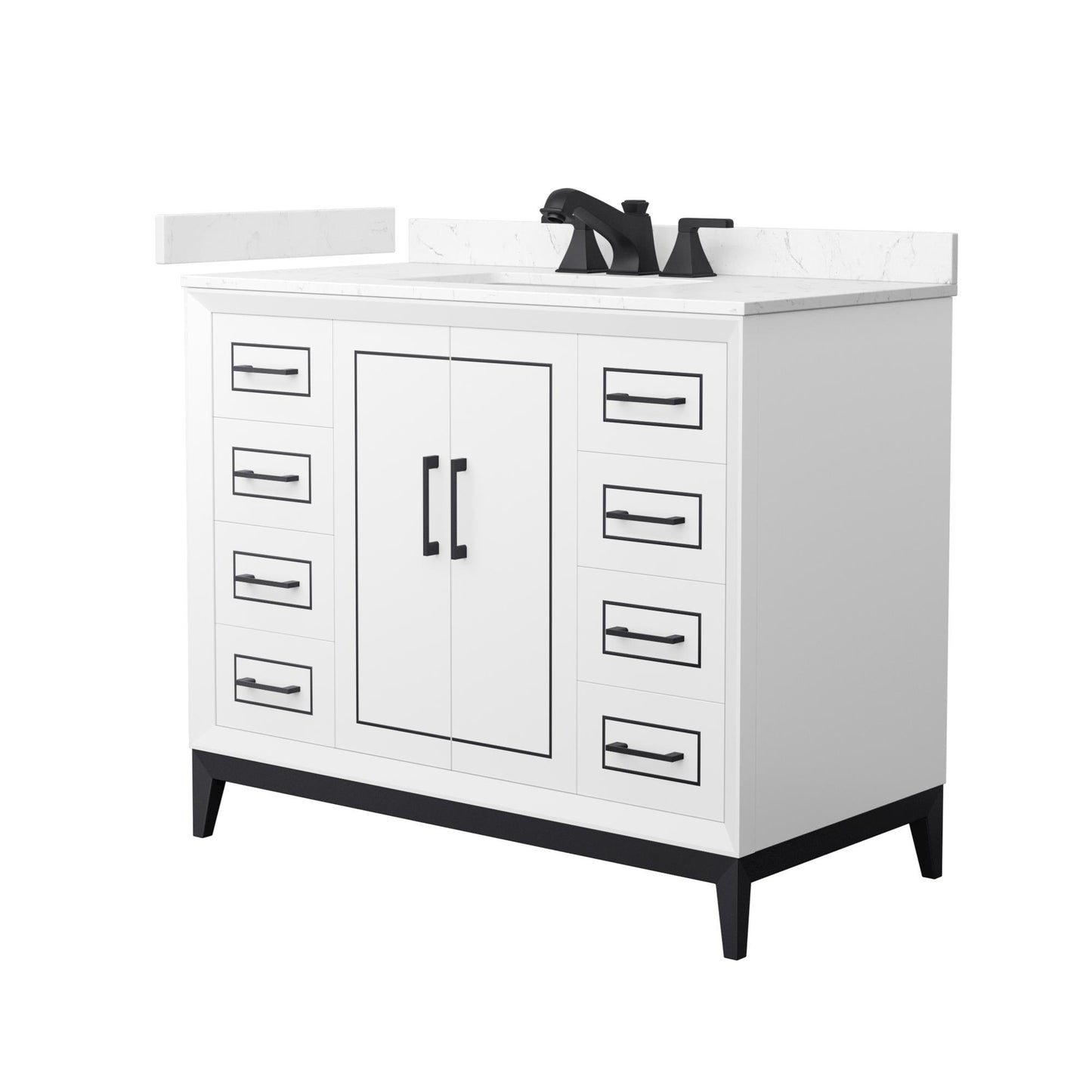 Marlena Bathroom Vanity with Countertop 42 inch Single Sink 3-hole Faucet Setup