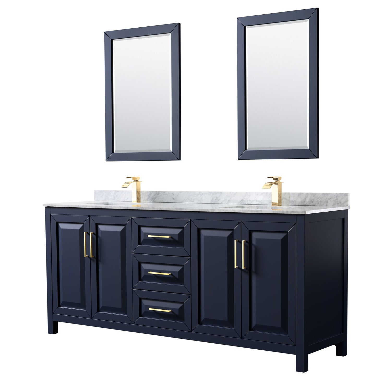 Daria Bathroom Vanity with Countertop 80 inch Double Sink Single hole Faucet Setup