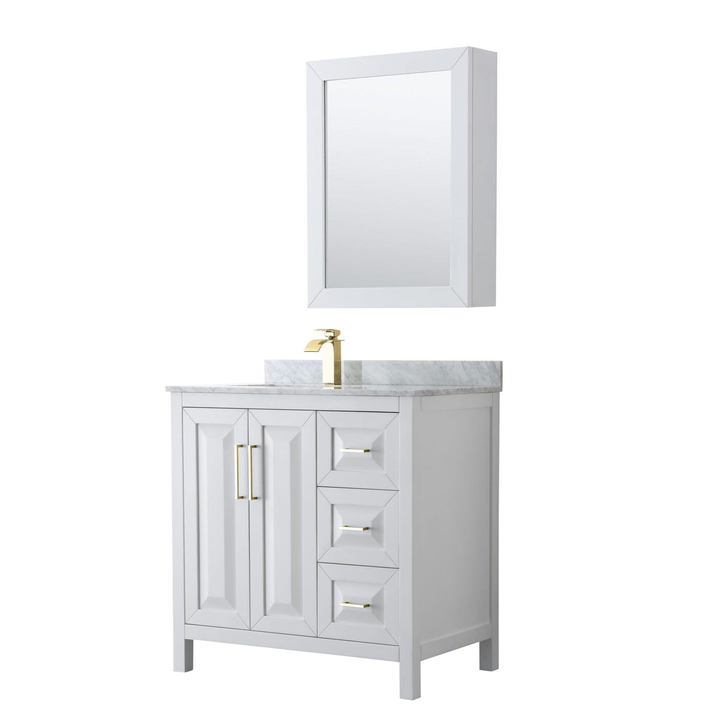 Daria Bathroom Vanity with Countertop 36 inch Single Sink Single hole Faucet Setup