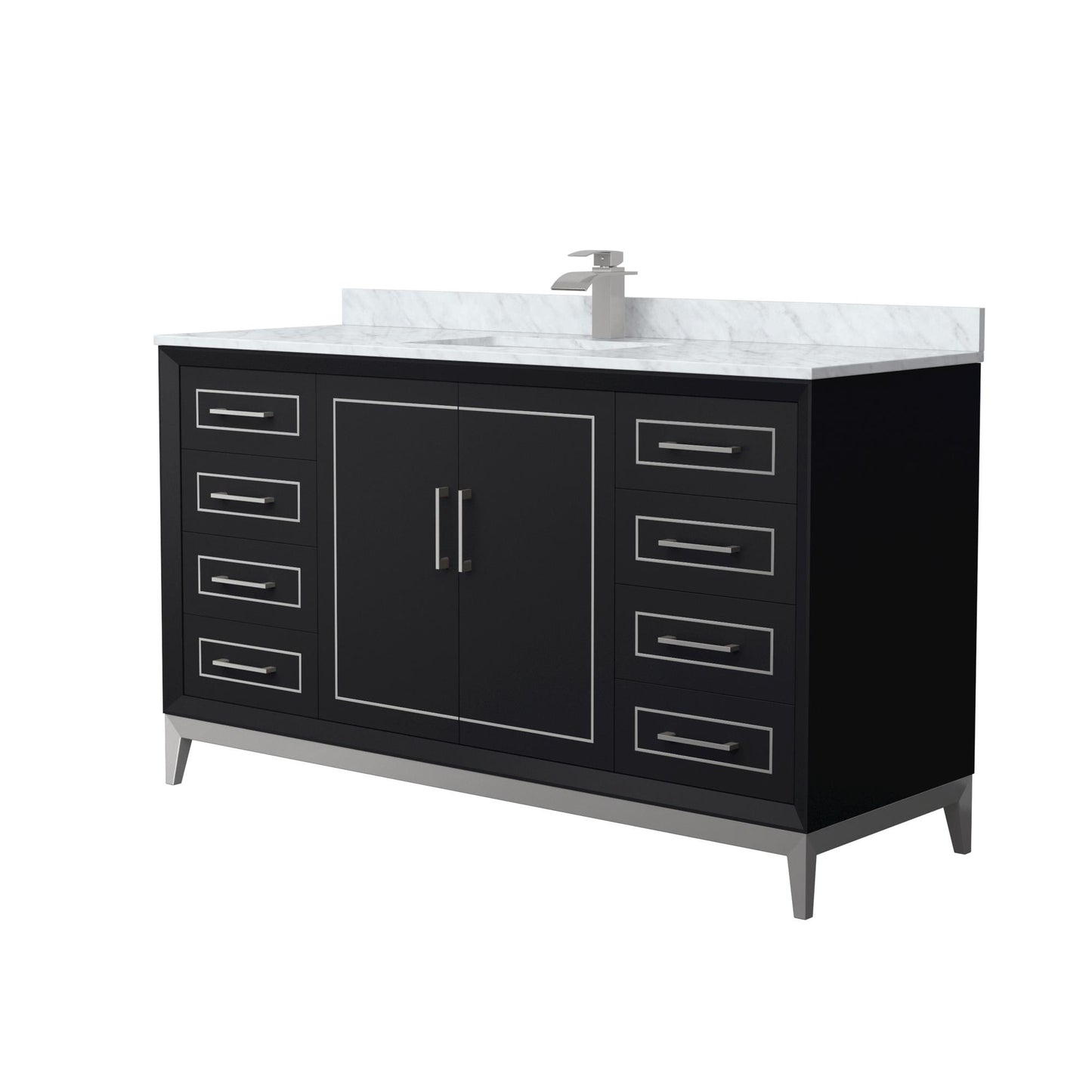 Marlena Bathroom Vanity with Countertop 60 inch Single Sink Single hole Faucet Setup