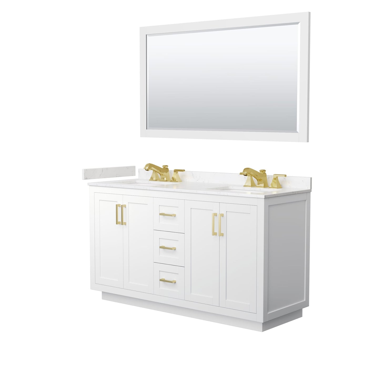 Miranda Bathroom Vanity with Countertop 60 inch Double Sink 3-hole Faucet Setup