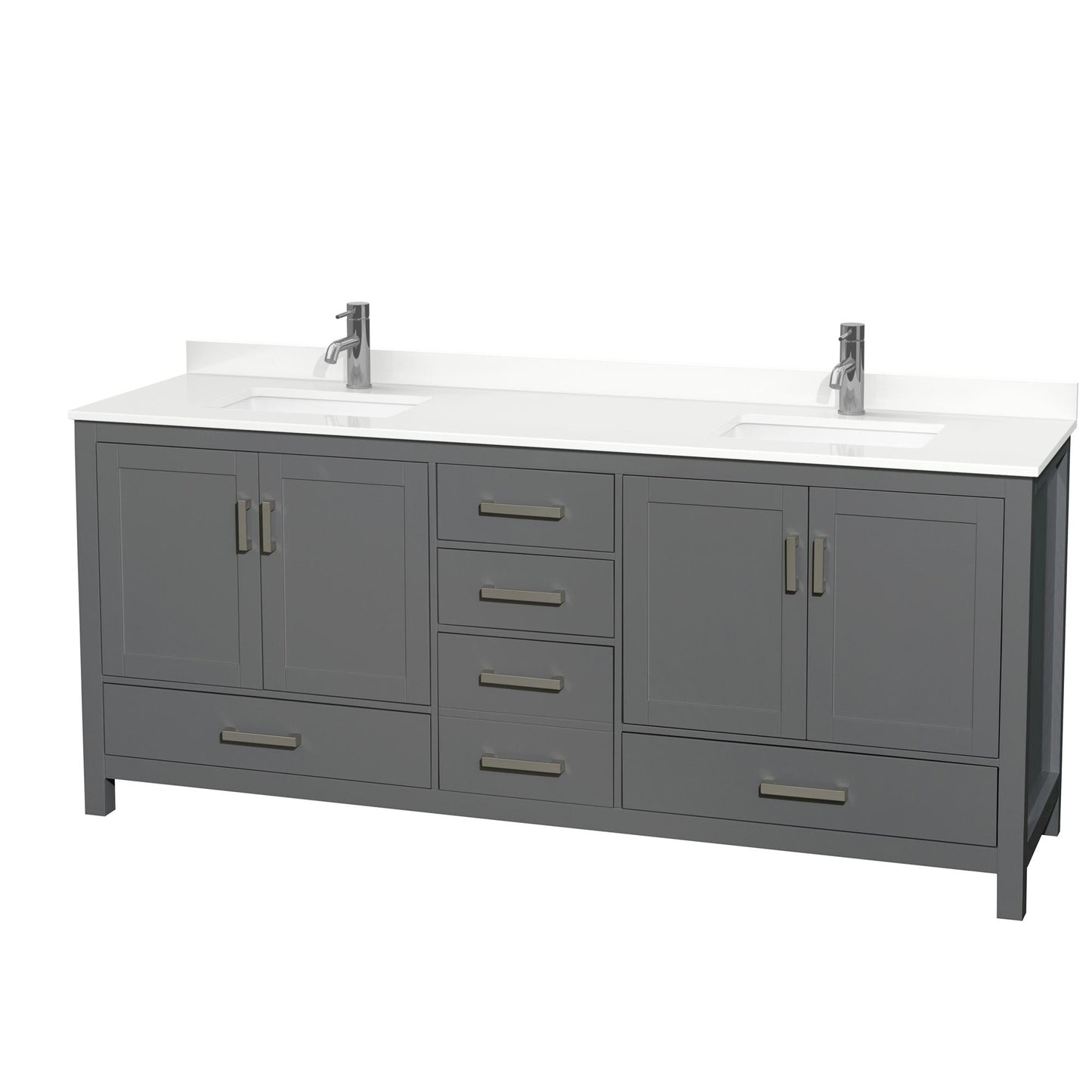 Sheffield Bathroom Vanity with Countertop 80 inch Double Sink Single hole Faucet Setup