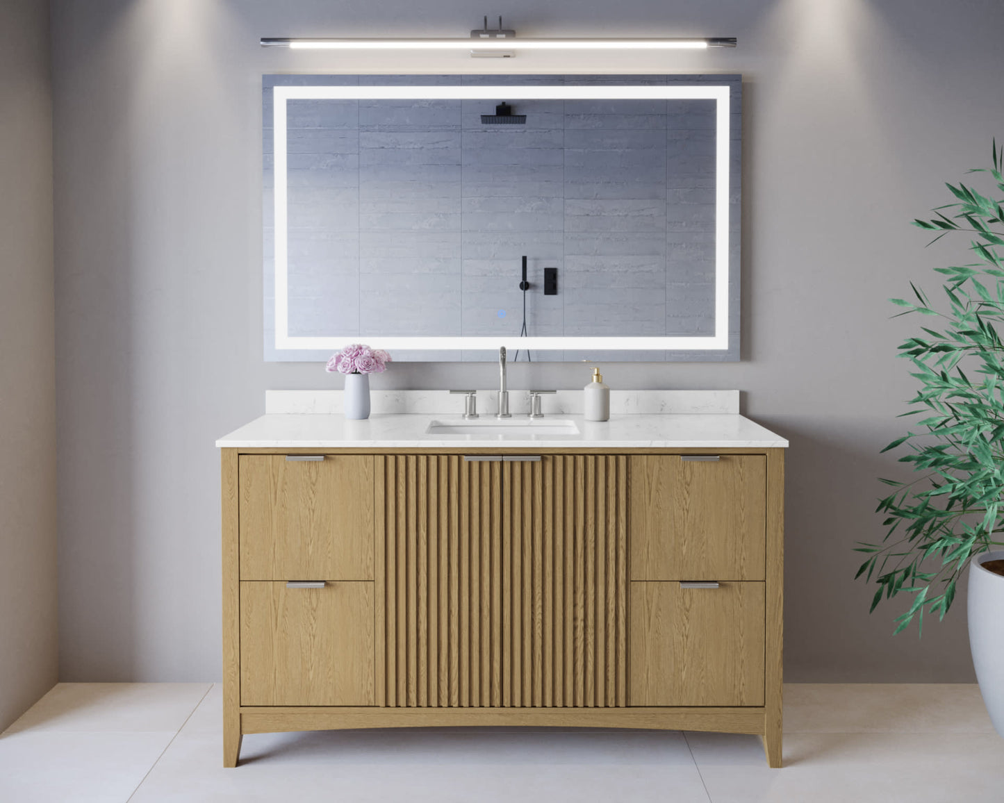 Palmilla Bathroom Vanity with Countertop 60 inch Single Sink 3-hole Faucet Setup