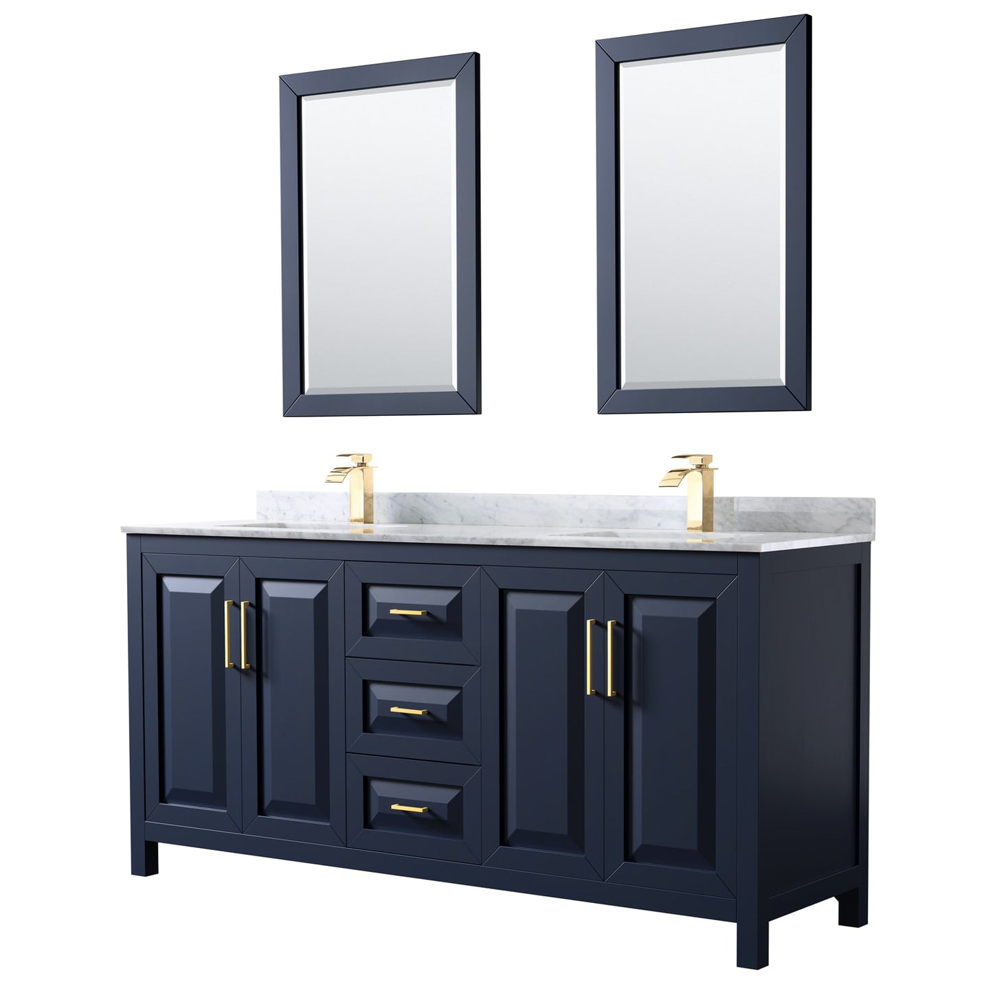 Daria Bathroom Vanity with Countertop 72 inch Double Sink Single hole Faucet Setup