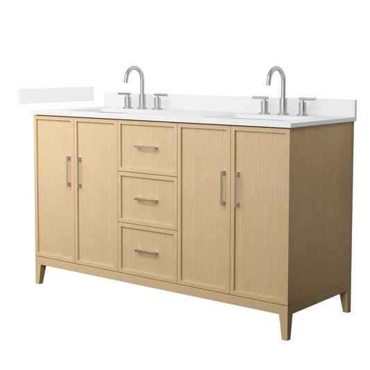 Elan Bathroom Vanity with Countertop 60 inch Double Sink 3-hole Faucet Setup