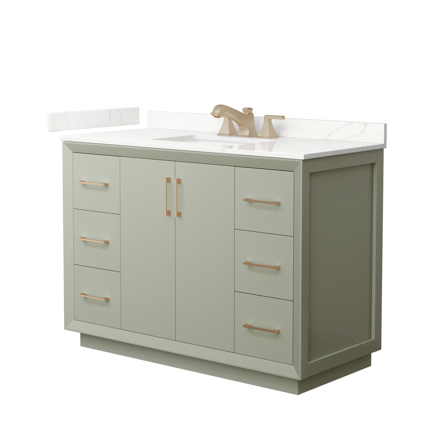 Strada Bathroom Vanity with Countertop 48 inch Single Sink 3-hole Faucet Setup