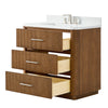 Custom image for Toasted Walnut with Brushed Nickel Trim / White Quartz / No Mirror