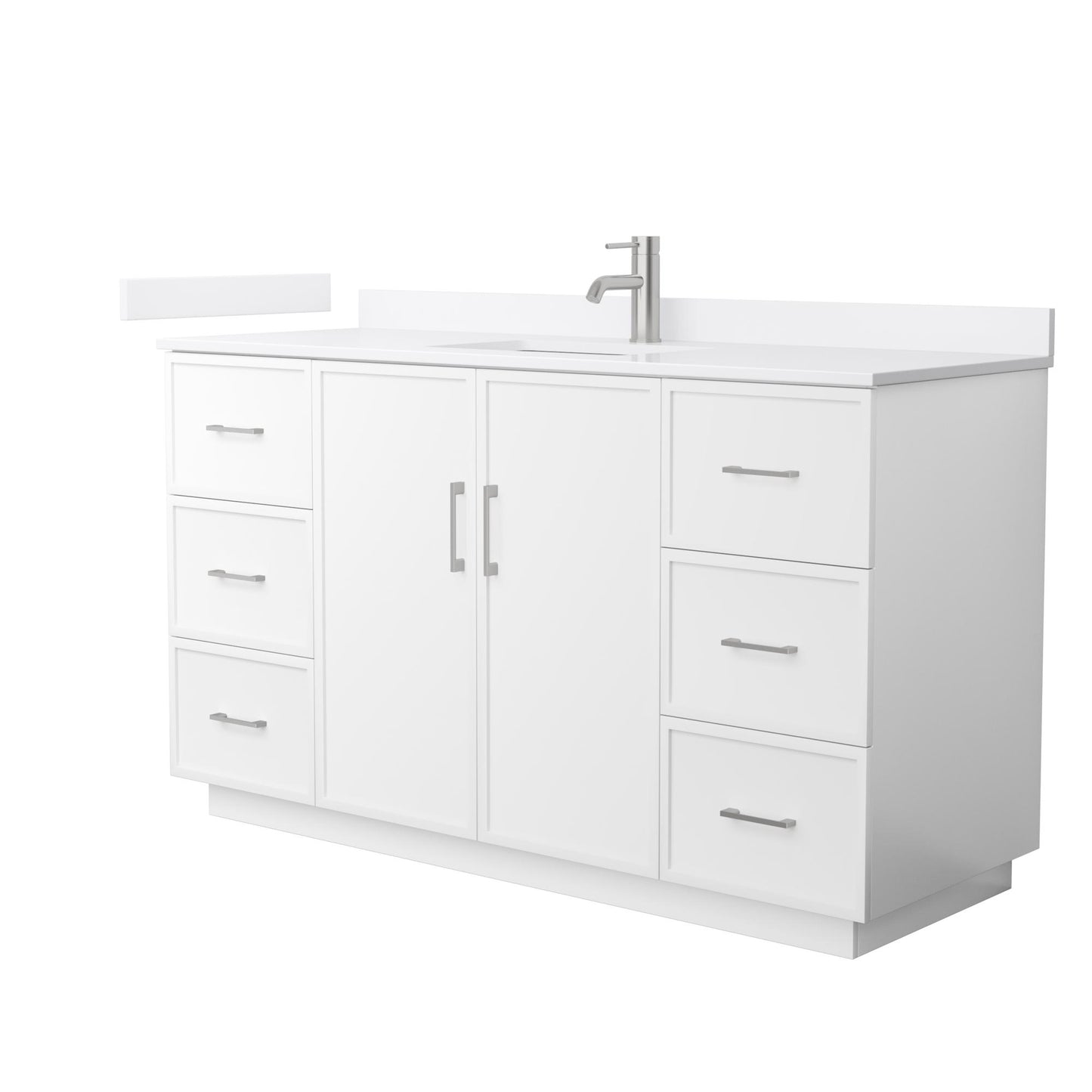 Elan TK Bathroom Vanity with Countertop 60 inch Single Sink Single hole Faucet Setup