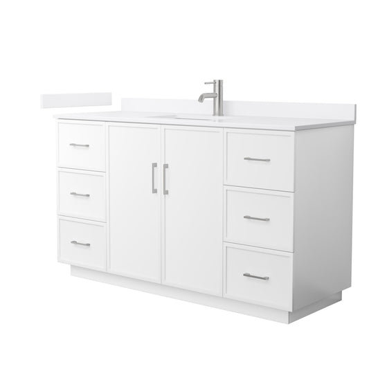 Elan TK Bathroom Vanity with Countertop 60 inch Single Sink Single hole Faucet Setup