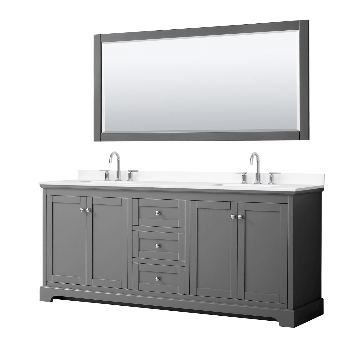 Avery Bathroom Vanity with Countertop 80 inch Double Sink 3-hole Faucet Setup