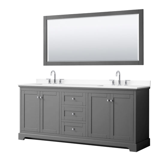 Avery Bathroom Vanity with Countertop 80 inch Double Sink 3-hole Faucet Setup