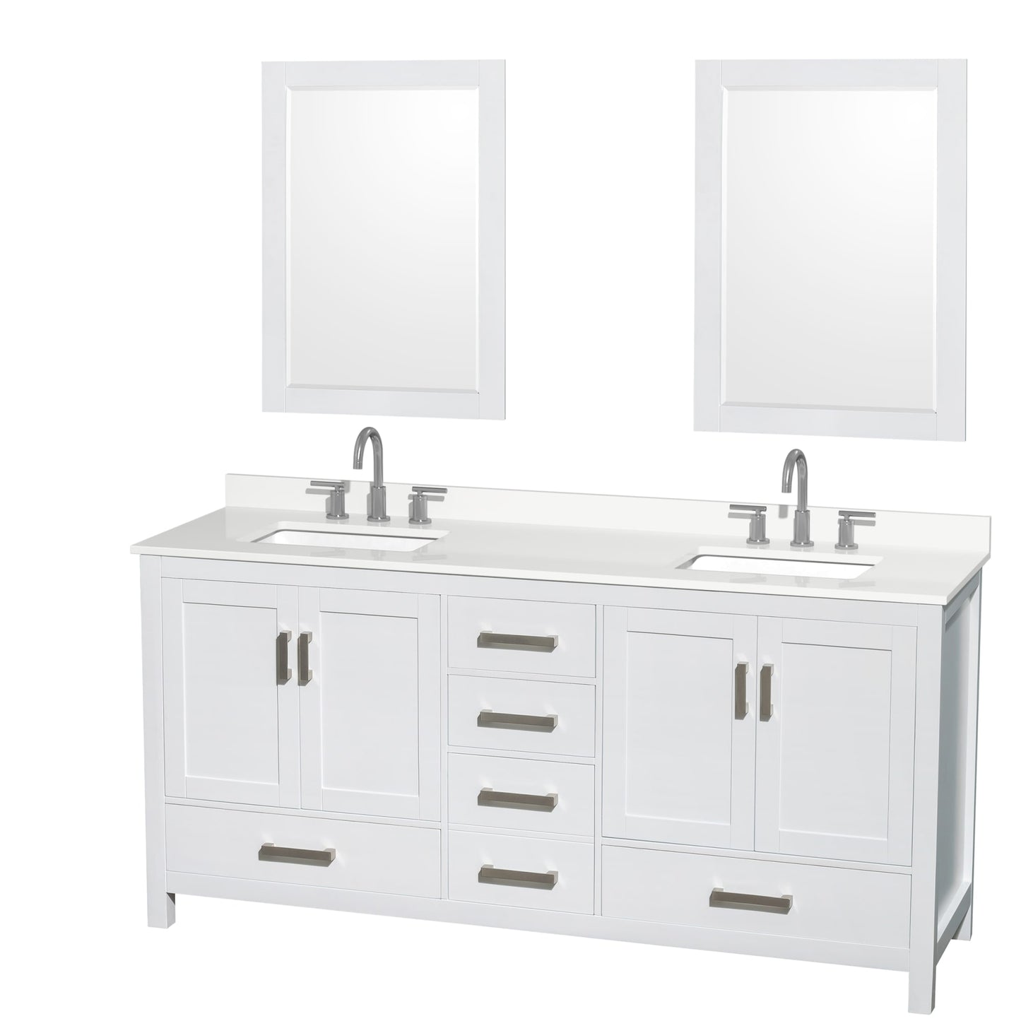 Sheffield Bathroom Vanity with Countertop 72 inch Double Sink 3-hole Faucet Setup