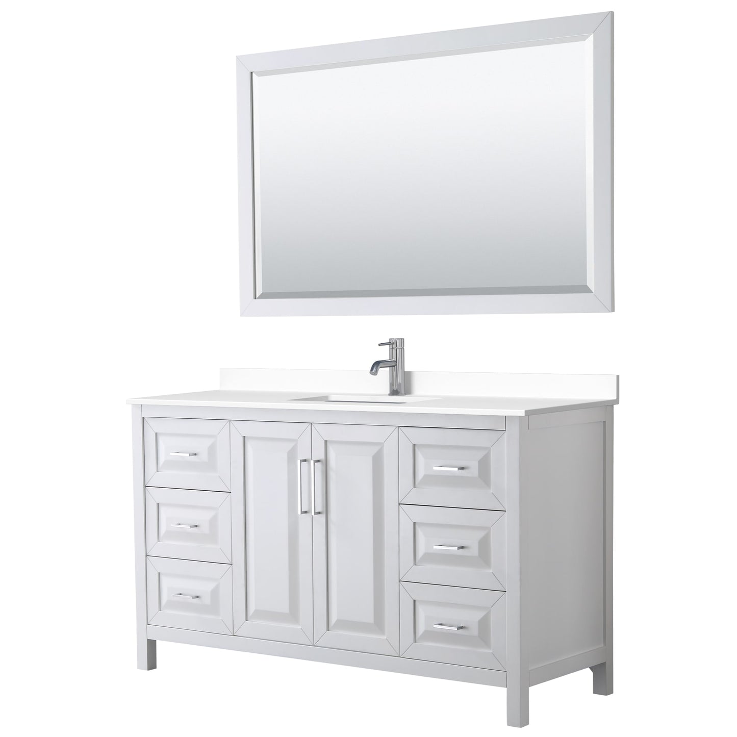Daria Bathroom Vanity with Countertop 60 inch Single Sink Single hole Faucet Setup