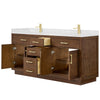 Custom image for Dark Oak with Brushed Gold Trim / Carrara Cultured Marble / No Mirror