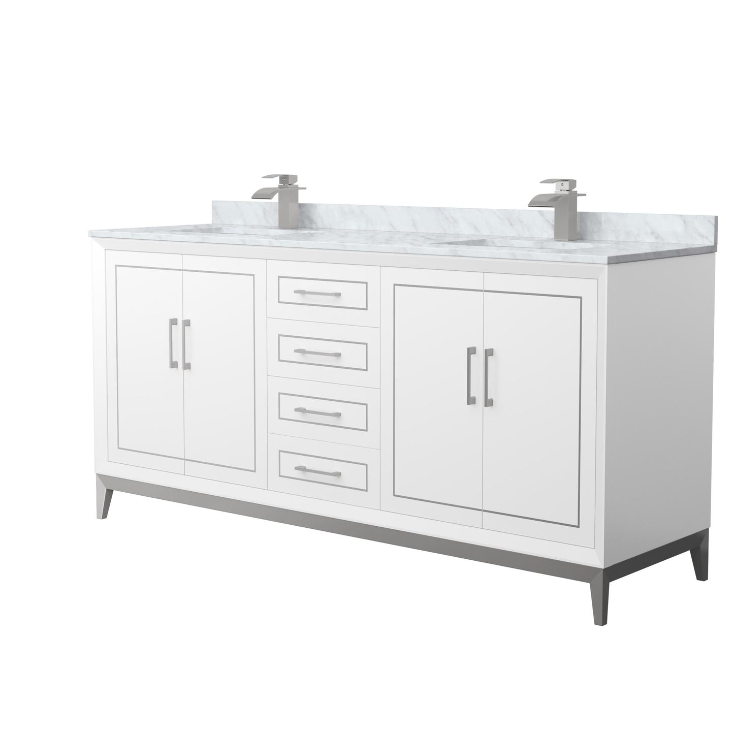 Marlena Bathroom Vanity with Countertop 72 inch Double Sink Single hole Faucet Setup