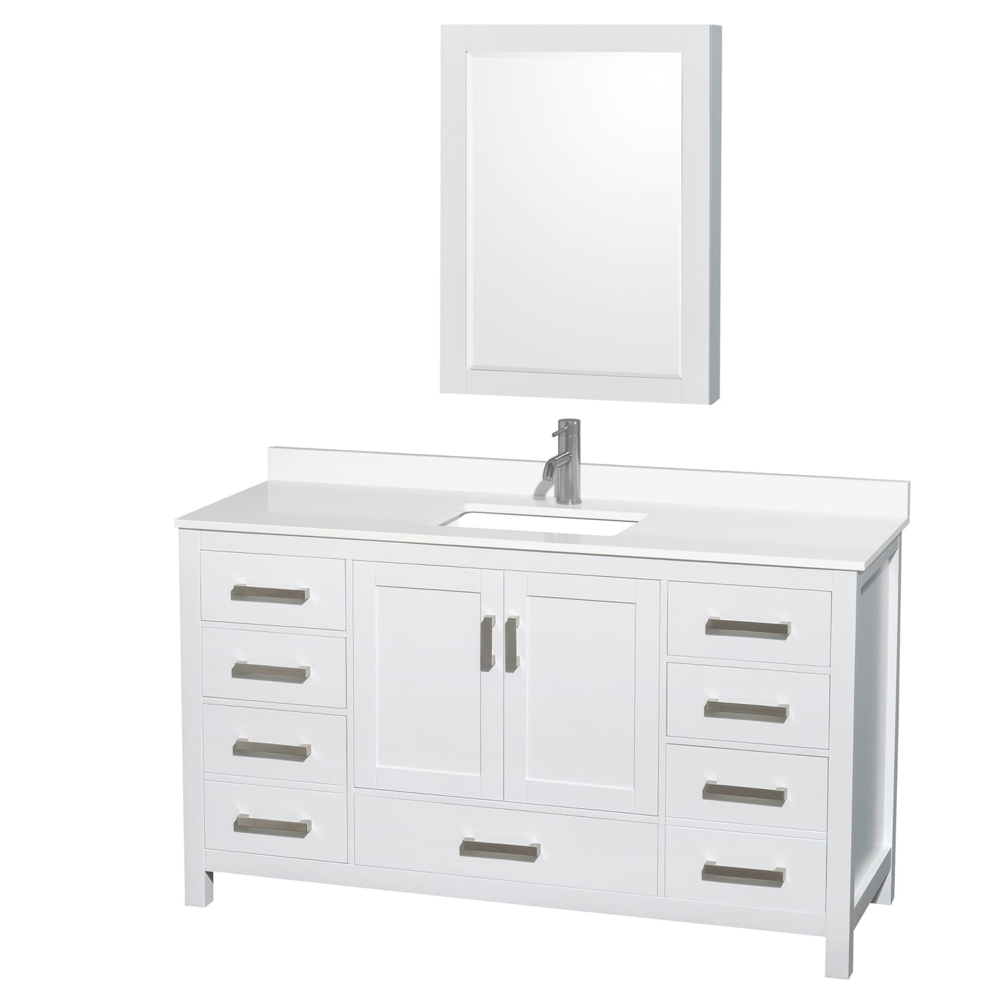 Sheffield Bathroom Vanity with Countertop 60 inch Single Sink Single hole Faucet Setup