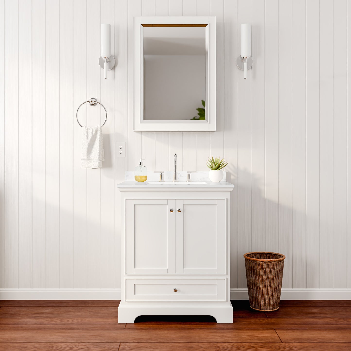Deborah Bathroom Vanity with Countertop 30 inch Single Sink 3-hole Faucet Setup